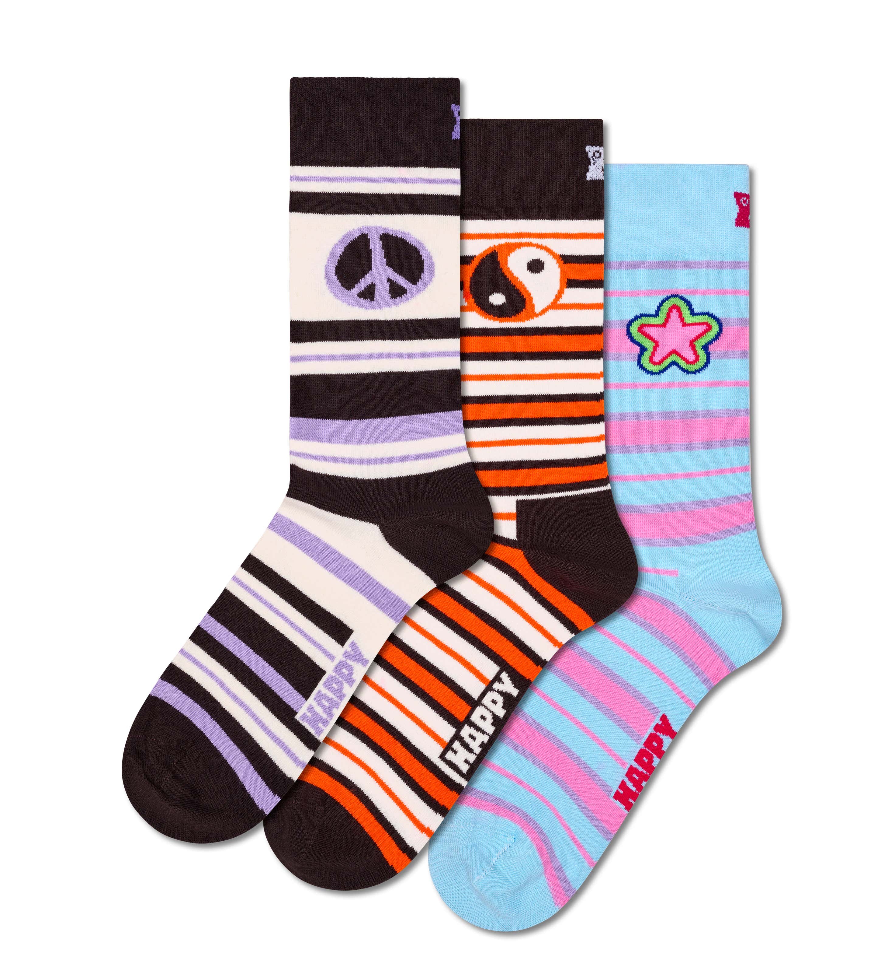 3-Pack Stripe Symbols Socks
